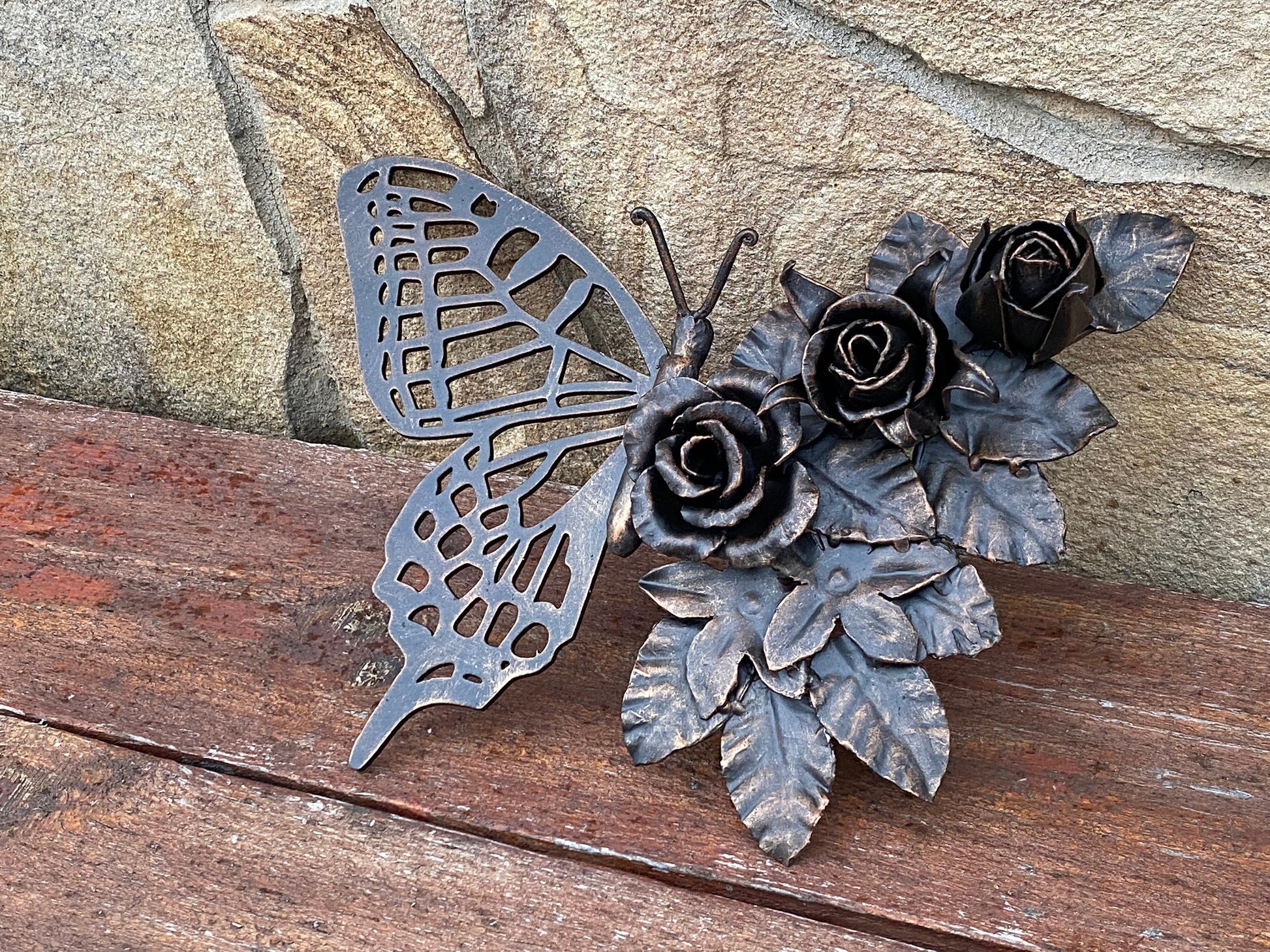 Door handle, door pull, butterfly, rose, garden, forest, wild nature, gate, Mothers Day, Christmas, hinges, hardware, birthday, anniversary