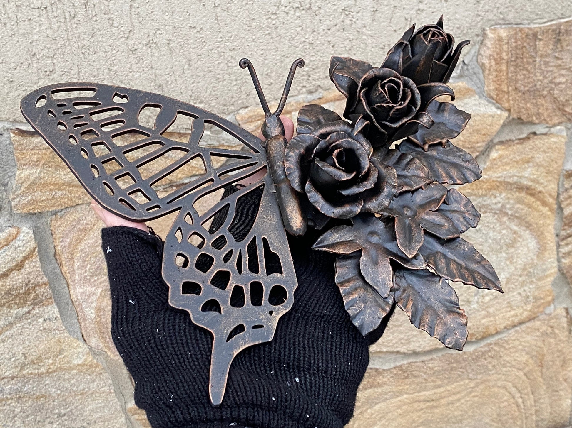 Door handle, door pull, butterfly, rose, garden, forest, wild nature, gate, Mothers Day, Christmas, hinges, hardware, birthday, anniversary