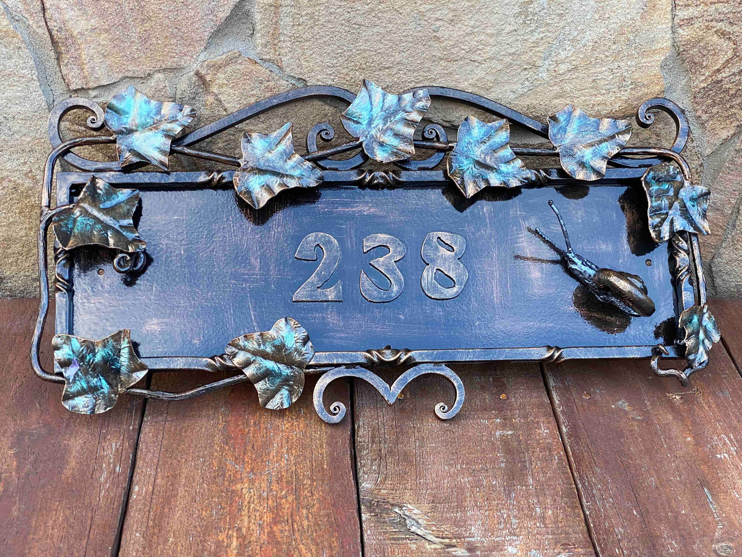 House number sign, house number plaque, address plaque, house numbers, snail, ivy decor, renovation, birthday, anniversary, Christmas,garden