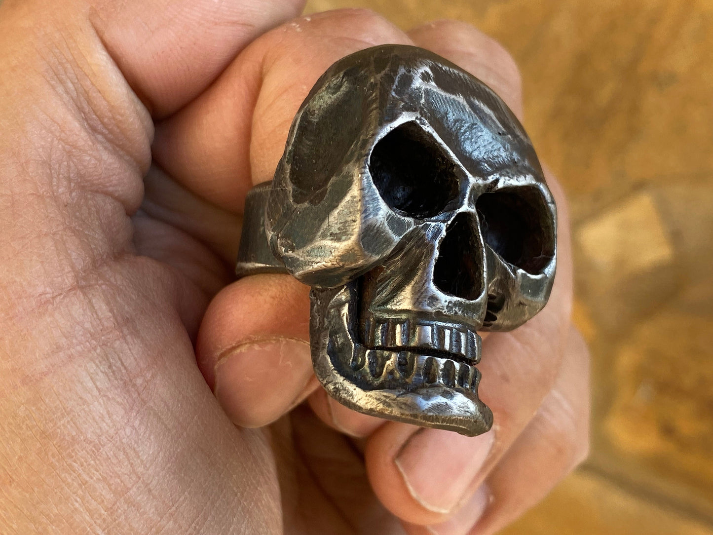 Ring, skull, iron ring, 6th anniversary, Halloween, iron anniversary, steel ring, iron gift, jewelry, ring dish, engagement, anniversary