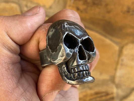 Ring, skull, iron ring, 6th anniversary, Halloween, iron anniversary, steel ring, iron gift, jewelry, ring dish, engagement, anniversary