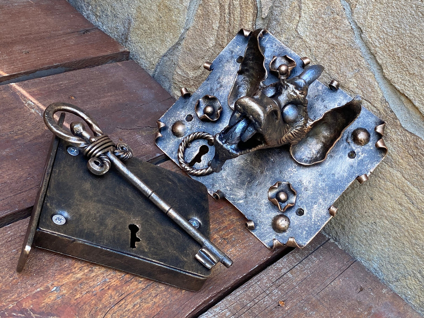 Medieval lock, gargoyle, Gothic, goblin, troll, fantasy, key, door pull, medieval, antique door, door handle, lock, Christmas, castle