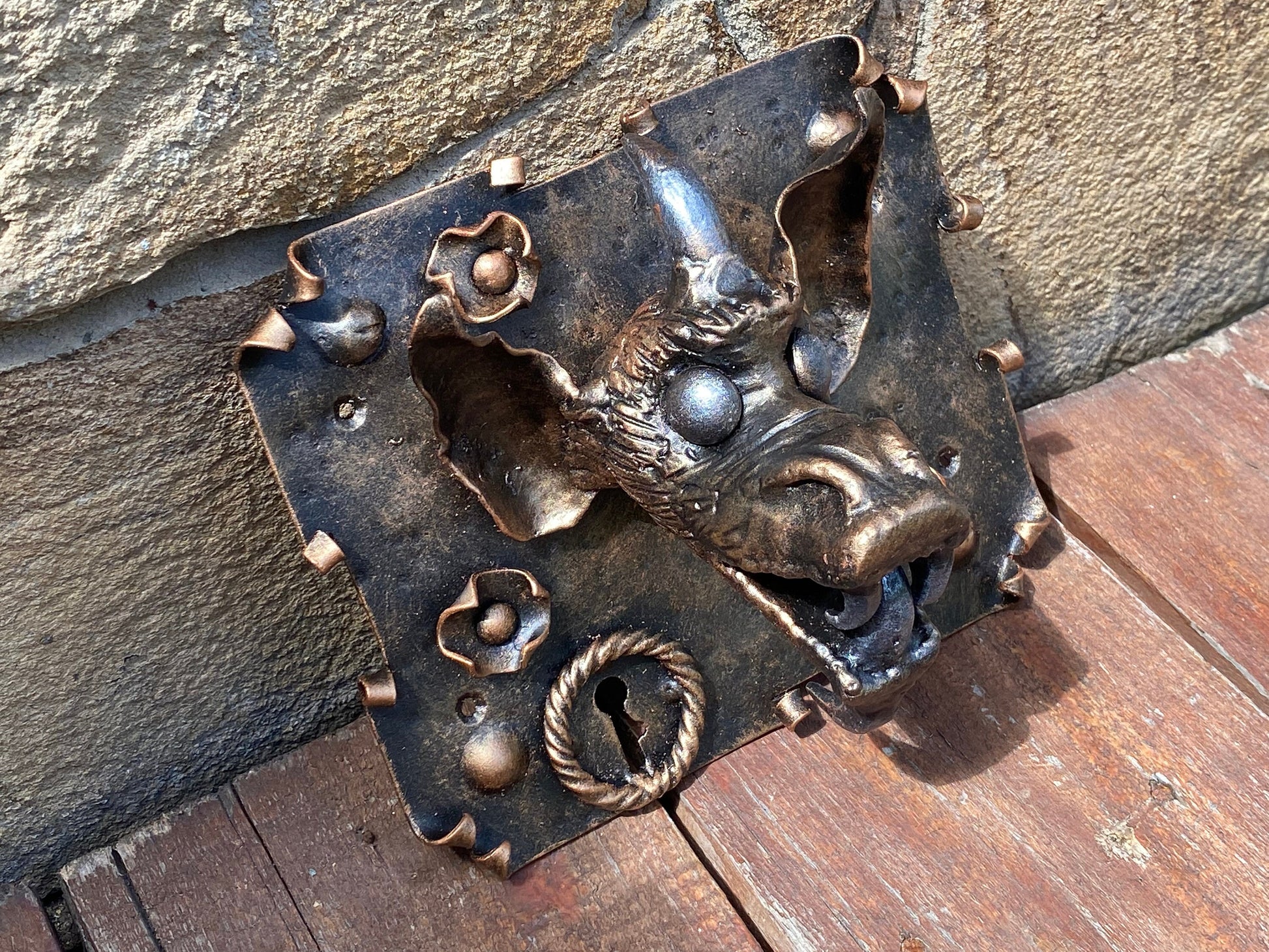 Medieval lock, gargoyle, Gothic, goblin, troll, fantasy, key, door pull, medieval, antique door, door handle, lock, Christmas, castle