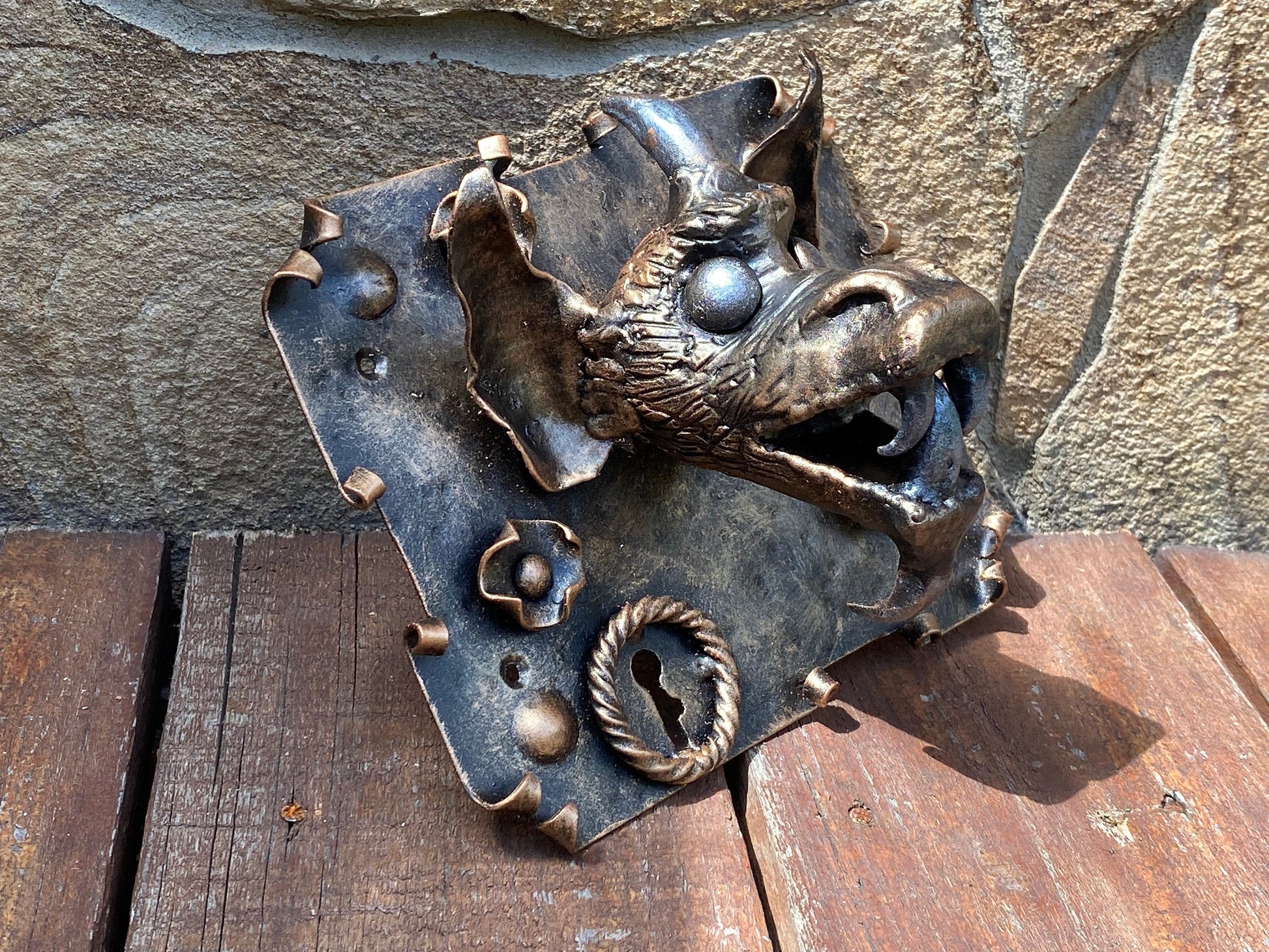 Door handle, gargoyle, medieval, door pull, door hardware, antique decor, lock, Christmas, blacksmith, vintage decor, retro, renovation,cave