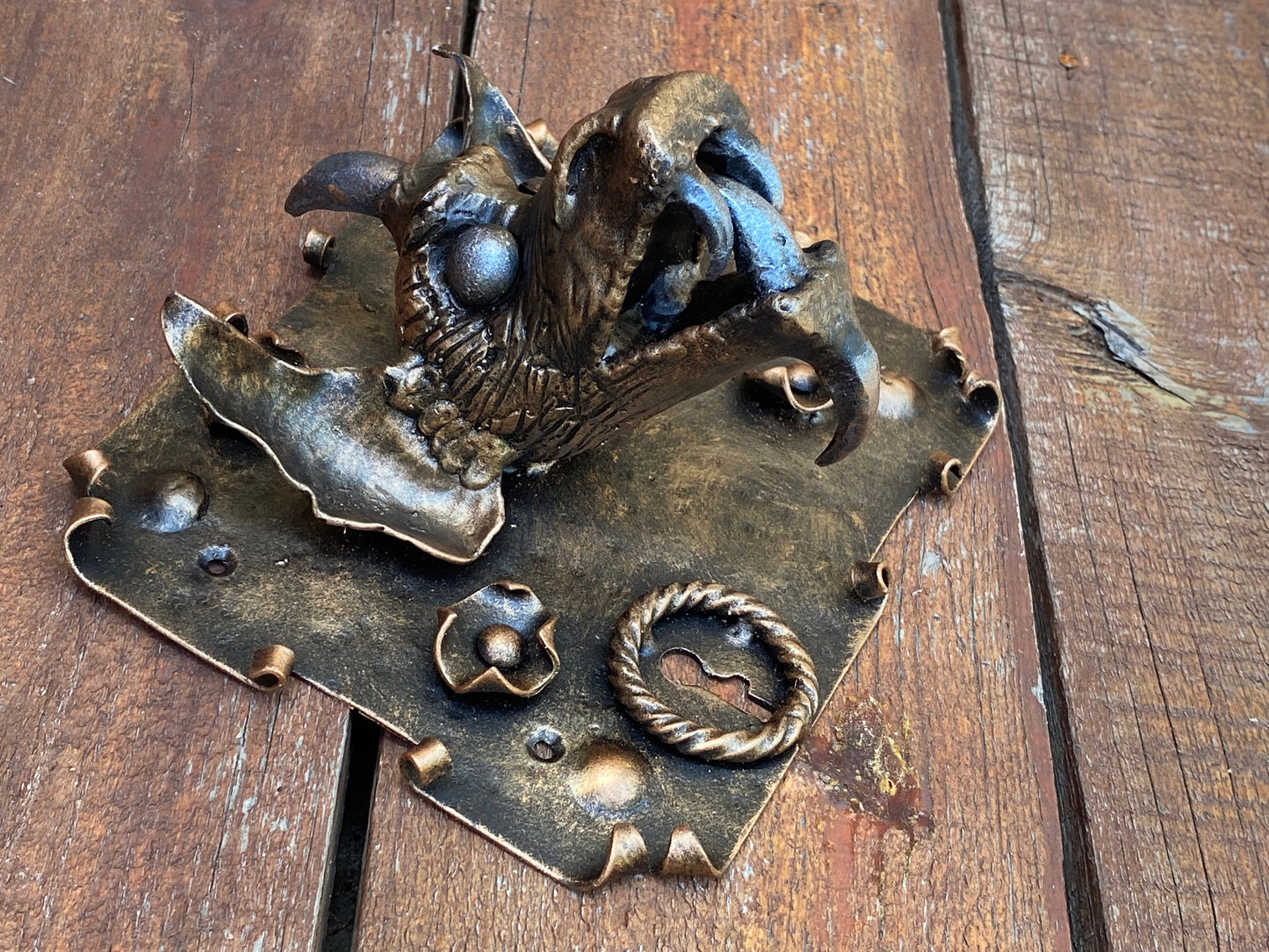 Door handle, gargoyle, medieval, door pull, door hardware, antique decor, lock, Christmas, blacksmith, vintage decor, retro, renovation,cave