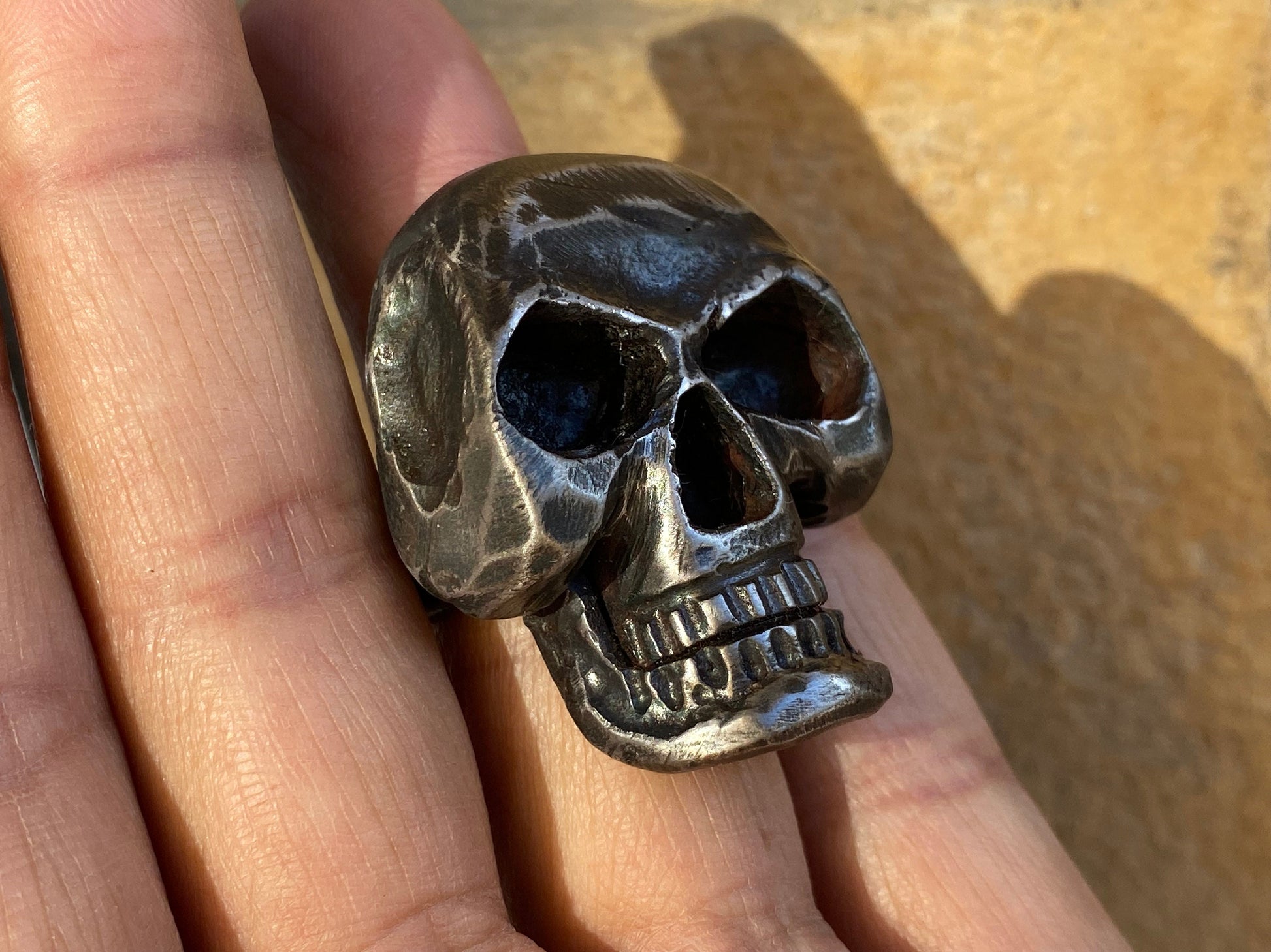 Ring, skull, iron ring, 6th anniversary, Halloween, iron anniversary, steel ring, iron gift, jewelry, ring dish, engagement, anniversary