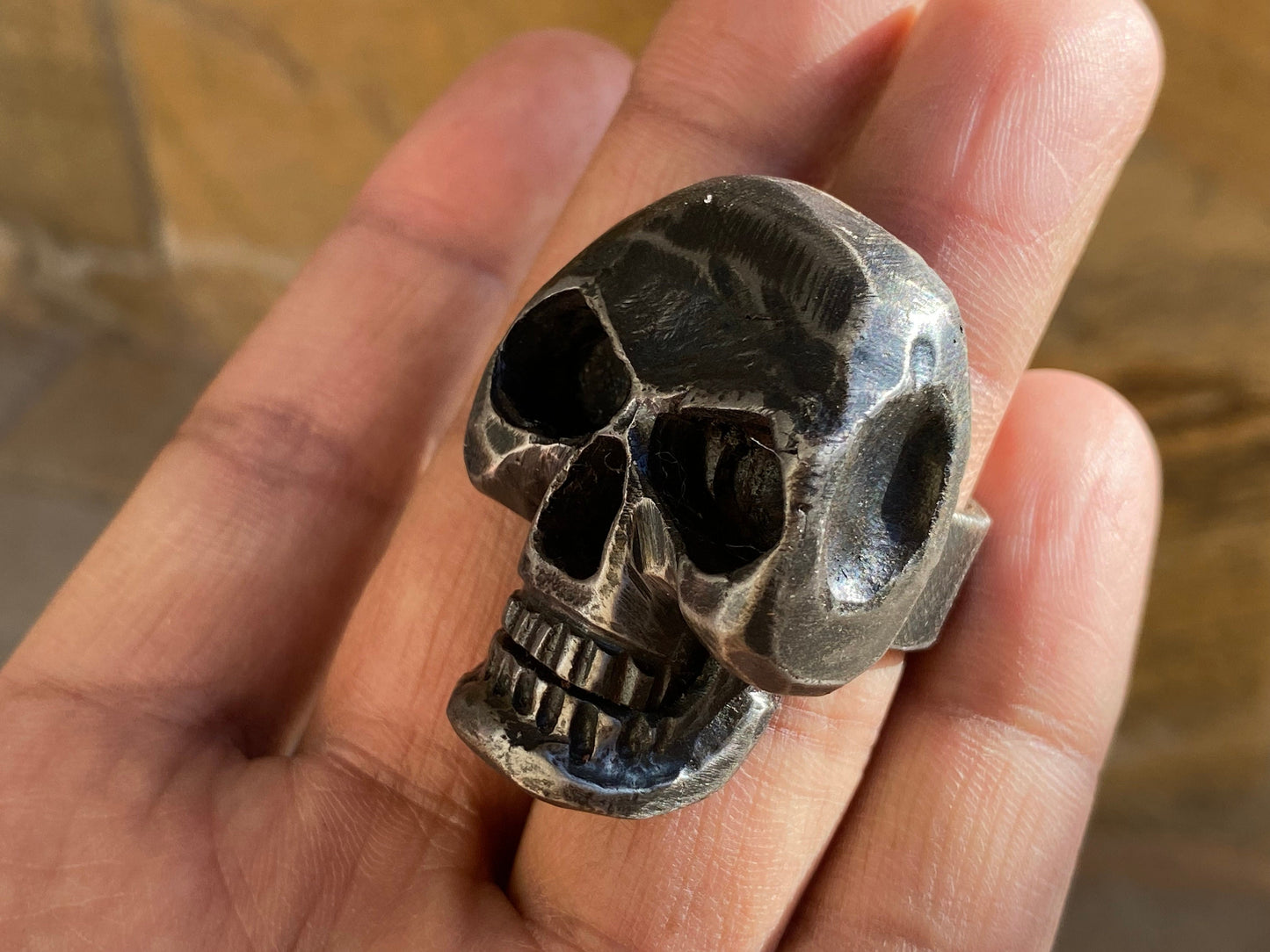 Ring, skull, iron ring, 6th anniversary, Halloween, iron anniversary, steel ring, iron gift, jewelry, ring dish, engagement, anniversary