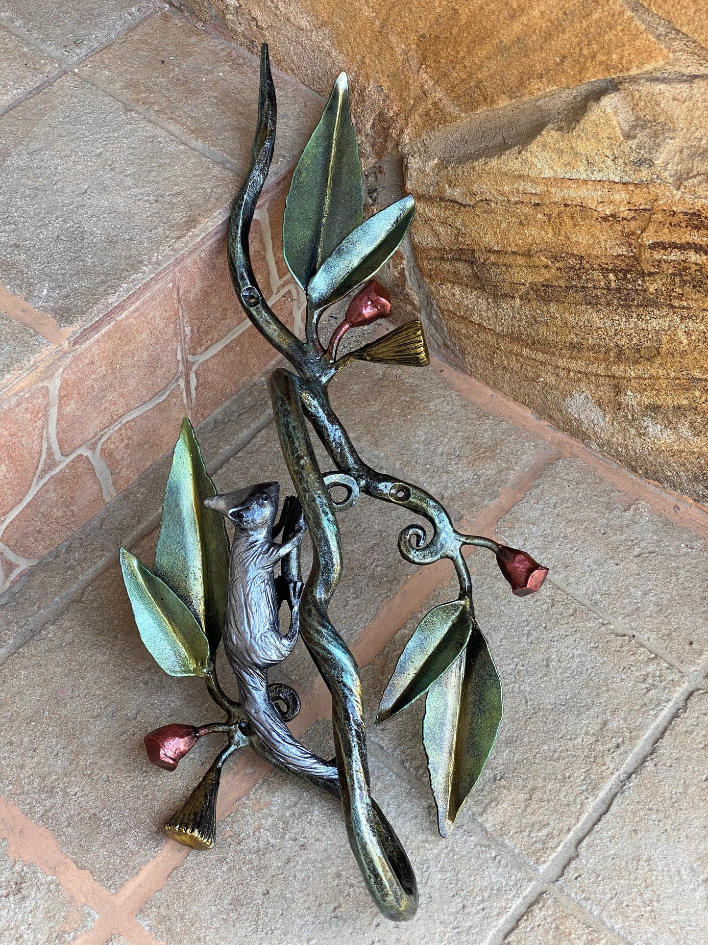 Door pull, Australia, sugar glider, eucalyptus, door, forest, wild nature, Christmas, animal, anniversary, iron gift, steel gift, renovation