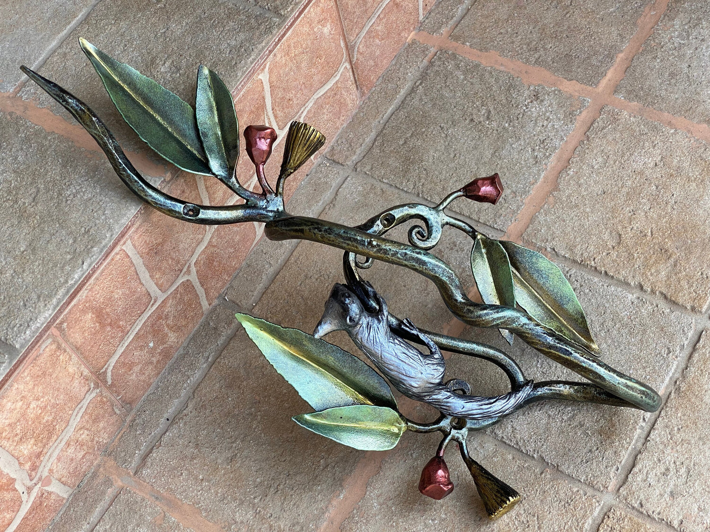 Door pull, Australia, sugar glider, eucalyptus, door, forest, wild nature, Christmas, animal, anniversary, iron gift, steel gift, renovation