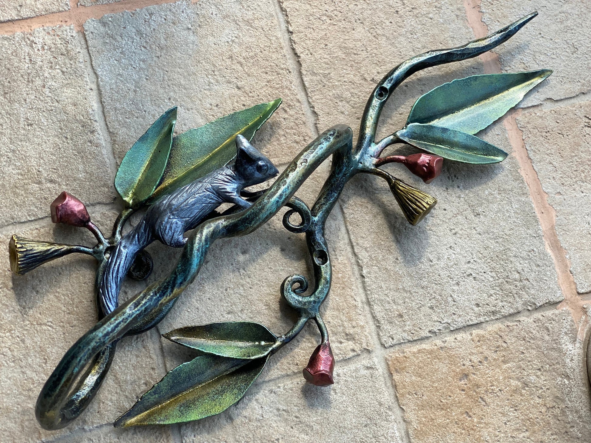 Door pull, Australia, sugar glider, eucalyptus, door, forest, wild nature, Christmas, animal, anniversary, iron gift, steel gift, renovation