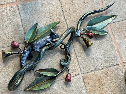 Door pull, Australia, sugar glider, eucalyptus, door, forest, wild nature, Christmas, animal, anniversary, iron gift, steel gift, renovation