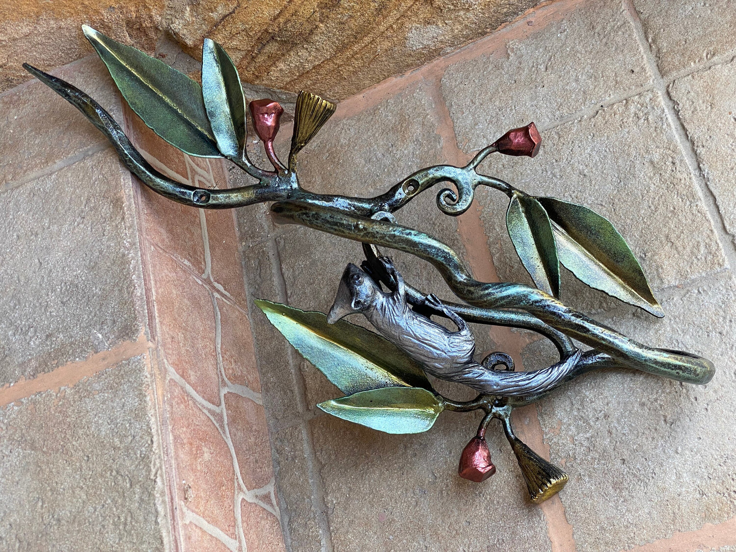 Door pull, Australia, sugar glider, eucalyptus, door, forest, wild nature, Christmas, animal, anniversary, iron gift, steel gift, renovation