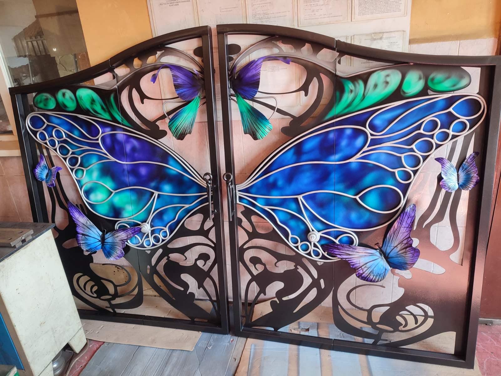 Butterfly Gate Insert Custom listing: gate with 2 doors, with butterflies – ForgedCommodities