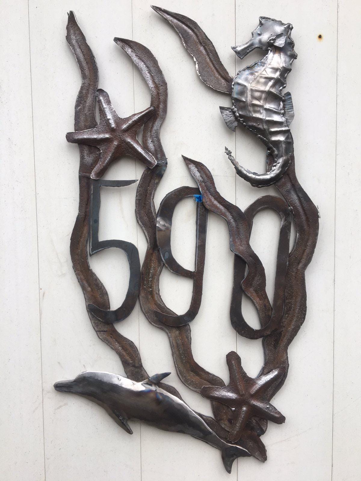 House number plaque, house numbers, house number sign, nautical, plaque, sign, dolphin, seahorse, seastar, address number sign, address sign