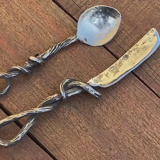 Spoon, knife, viking cutlery, stainless steel, medieval, rustic, farmhouse, skewer, medieval, Middle Ages, viking, Christmas, anniversary