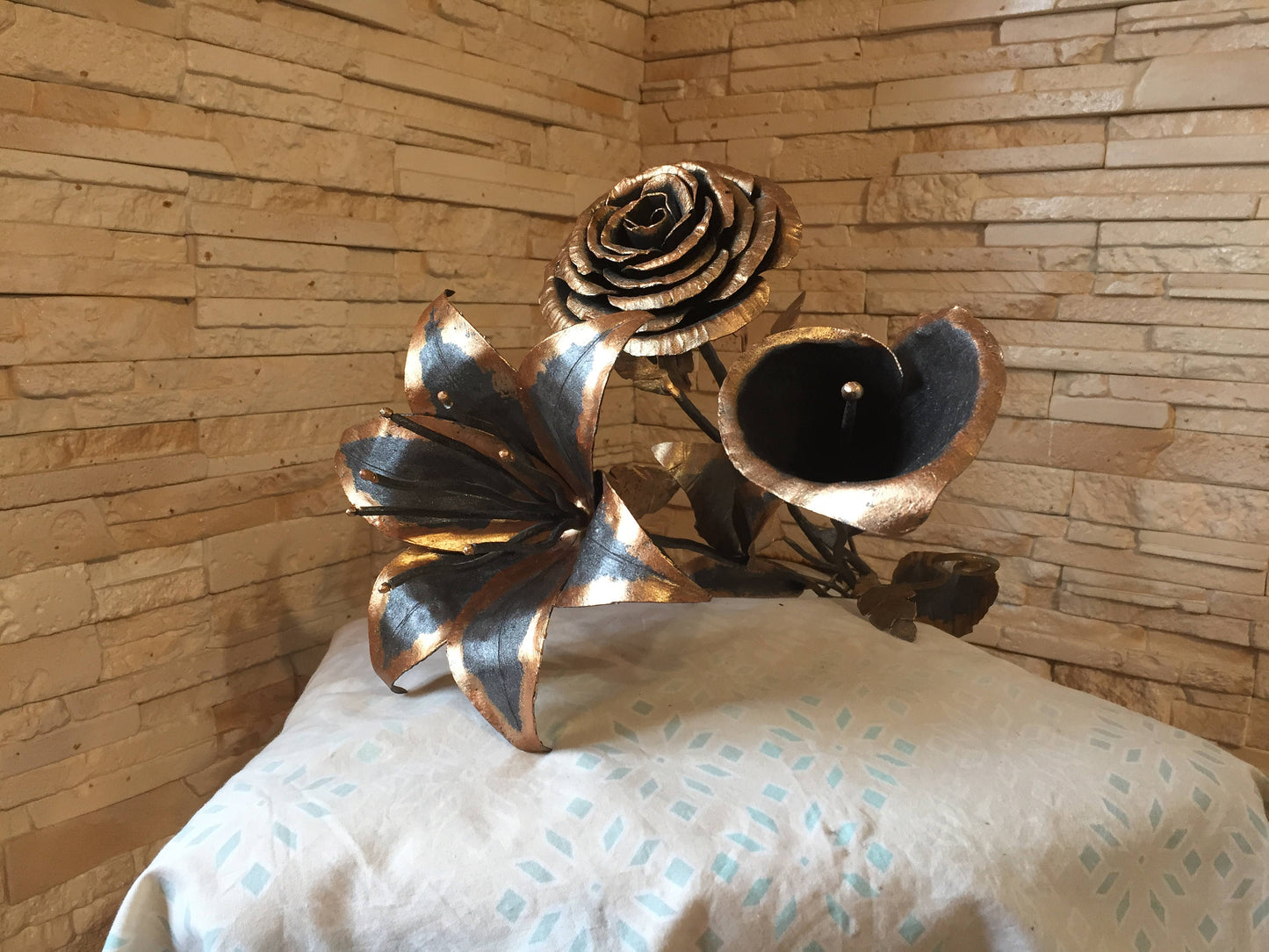 Bouquet forged metal, bouquet of flowers, metal flower, flower bouquet, gift idea wedding, rose, calla, lily, wedding gift,Mother's day gift