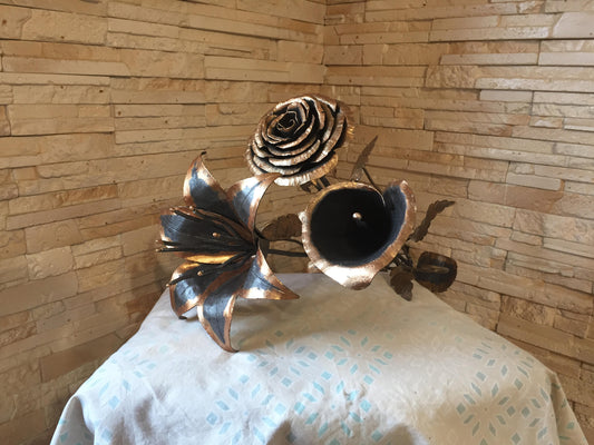 Bouquet forged metal, bouquet of flowers, metal flower, flower bouquet, gift idea wedding, rose, calla, lily, wedding gift,Mother's day gift