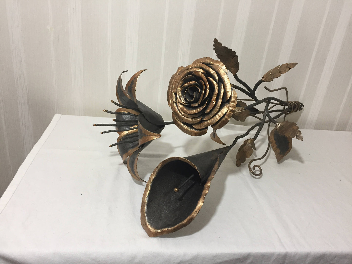 Bouquet forged metal, bouquet of flowers, metal flower, flower bouquet, gift idea wedding, rose, calla, lily, wedding gift,Mother's day gift