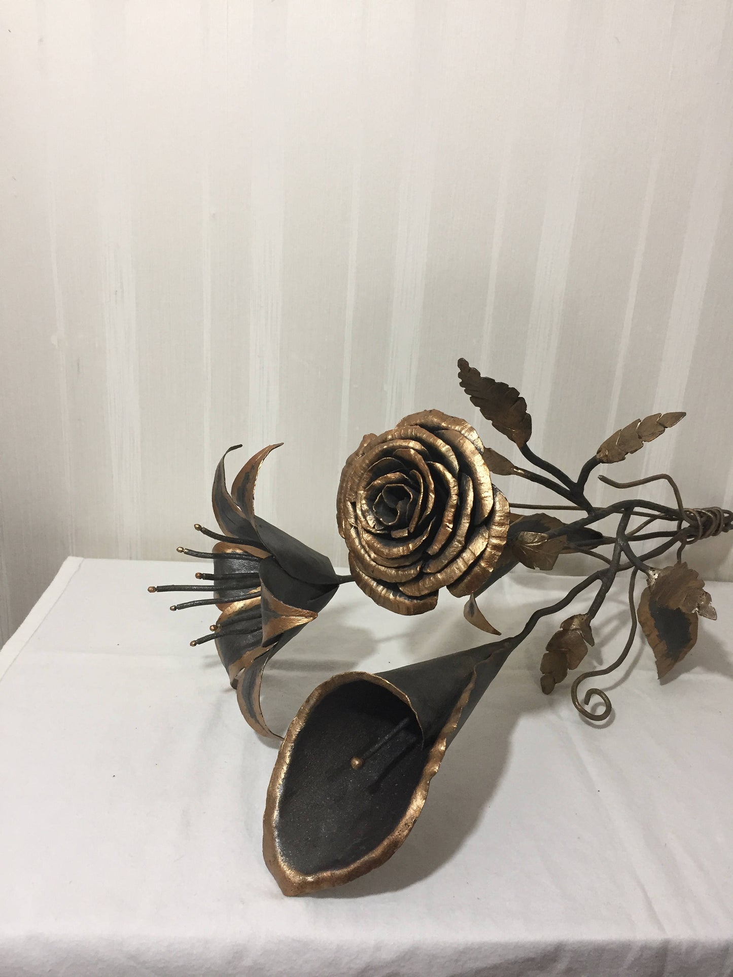 Bouquet forged metal, bouquet of flowers, metal flower, flower bouquet, gift idea wedding, rose, calla, lily, wedding gift,Mother's day gift