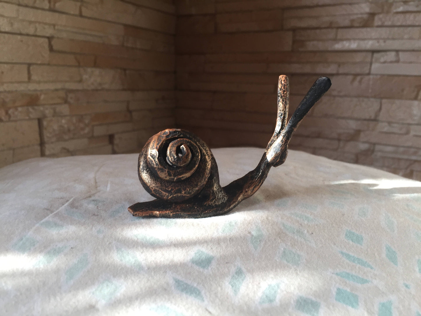 A set of 3 hand forged snails, metal sculpture, metal statue, metal statuette, snail sculpture,figurine, miniature statuette, snail figurine