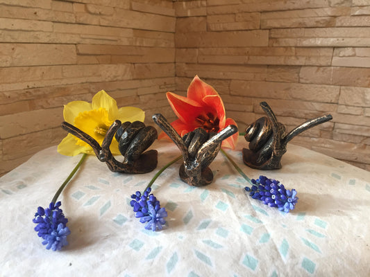 A set of 3 hand forged snails, metal sculpture, metal statue, metal statuette, snail sculpture,figurine, miniature statuette, snail figurine