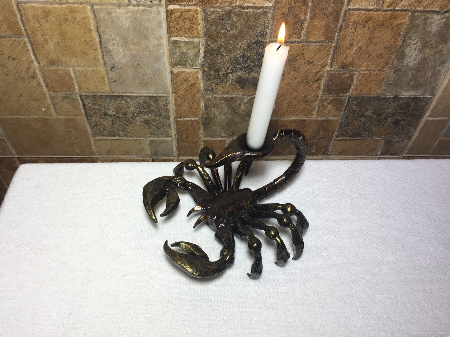 Halloween figurine, forged scorpion, iron scorpion, metal scorpion, candle holder, candle stick, candlestick holder, candle stand,candelabra