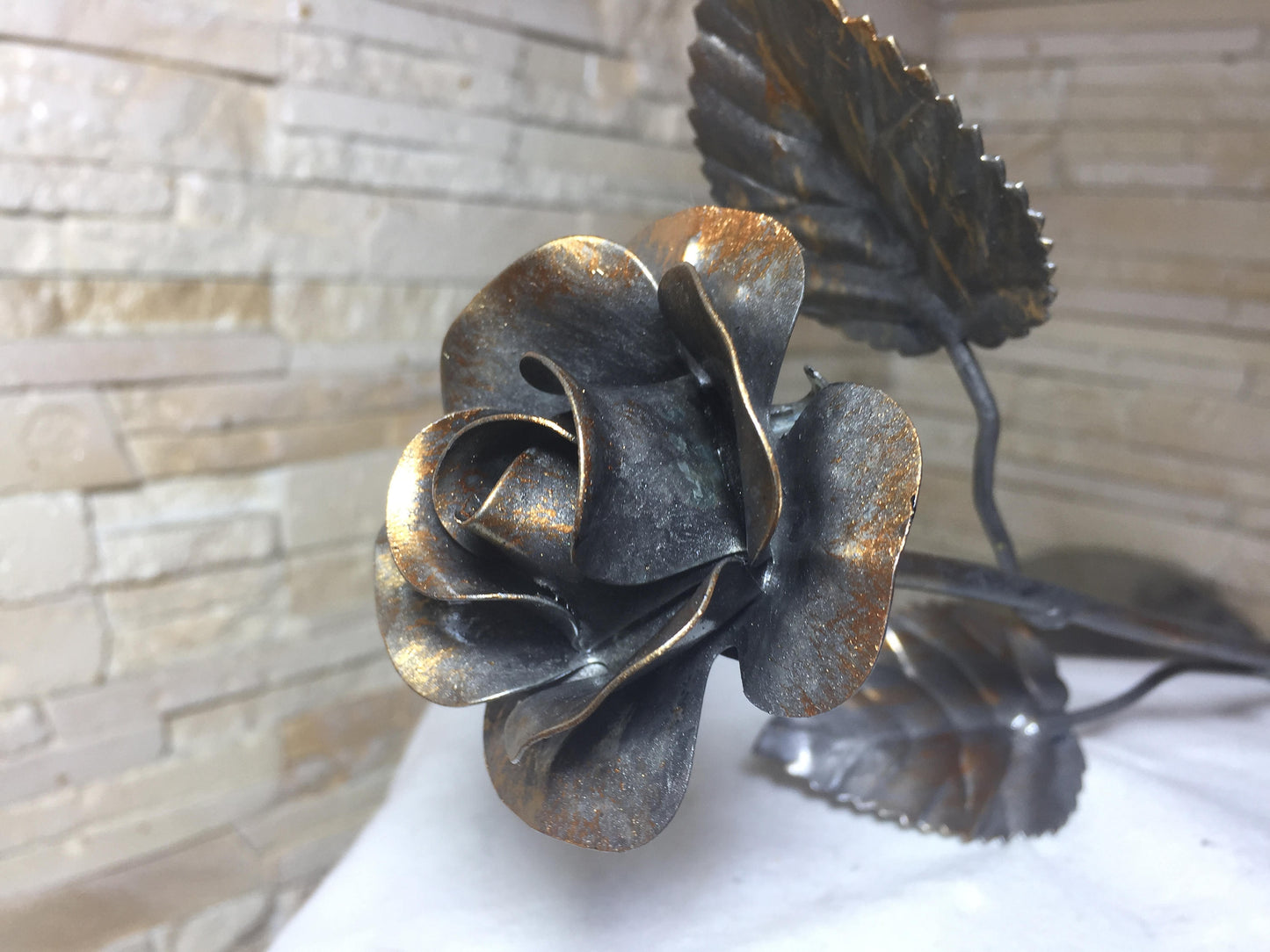 Iron rose, steel rose, metal rose, hand forged rose, wrought iron rose,hand made rose,metal sculpture,wedding anniversary,metal gift for her