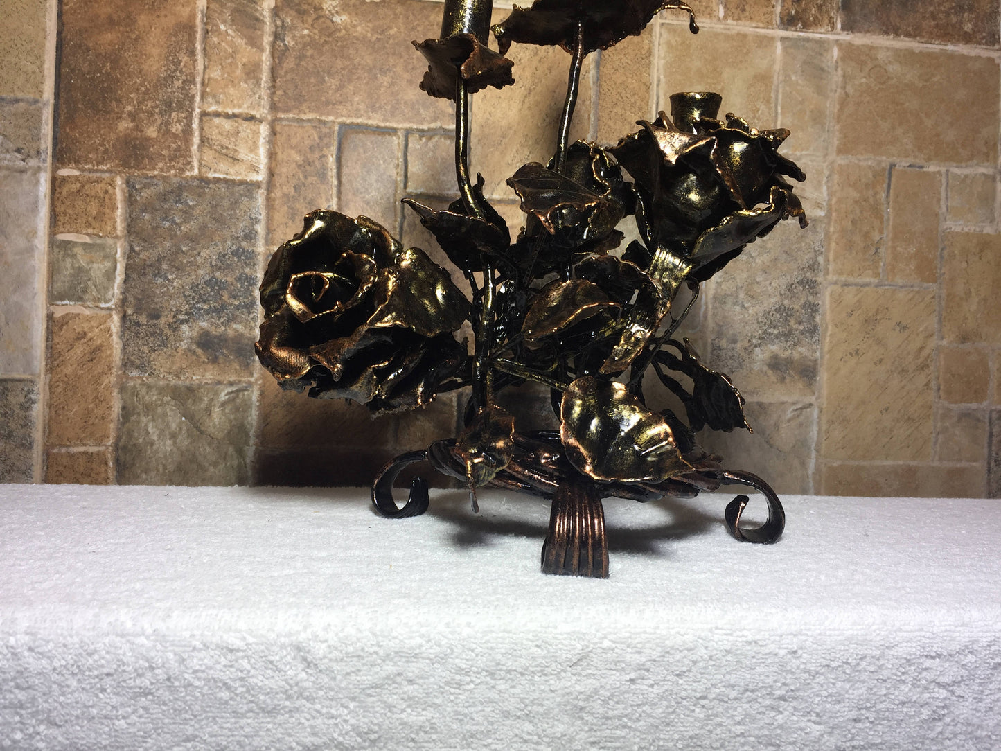 Iron rose, candle holder, metal sculpture, iron anniversary gift, wedding anniversary gift, wedding gift, Mother's day, iron gift for her
