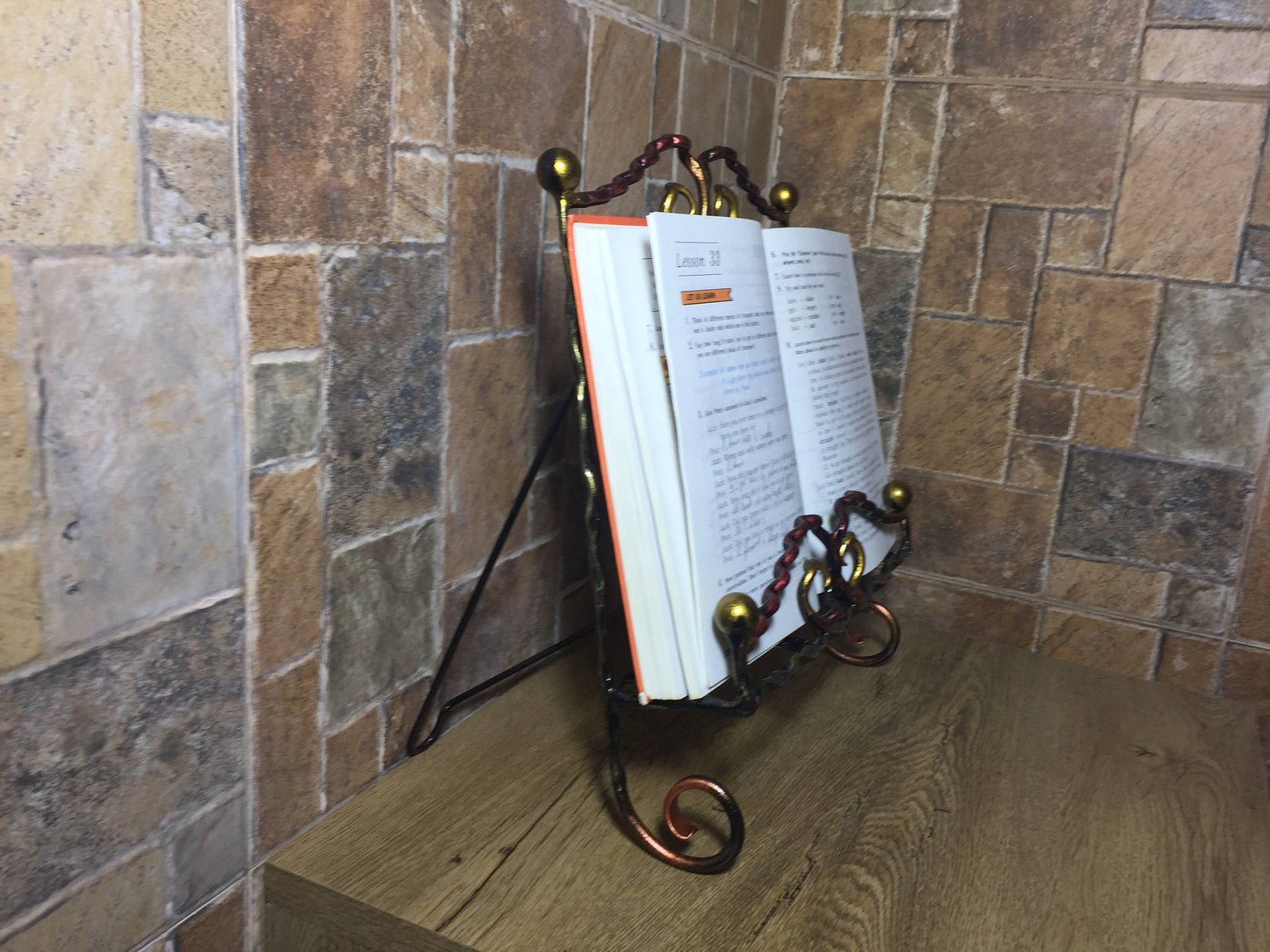 Hand forged book holder,book stand,book holder stand,wedding guest book,vintage book holder,kitchen book holder,cookbook stand,recipe holder