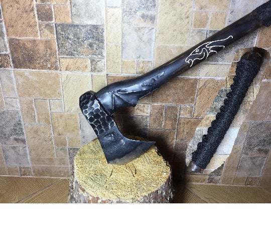 Viking axe with wings, tomahawk, axe, mens gift, gifts for men, viking knife, manly gifts, viking gifts, viking ax, iron gifts for him