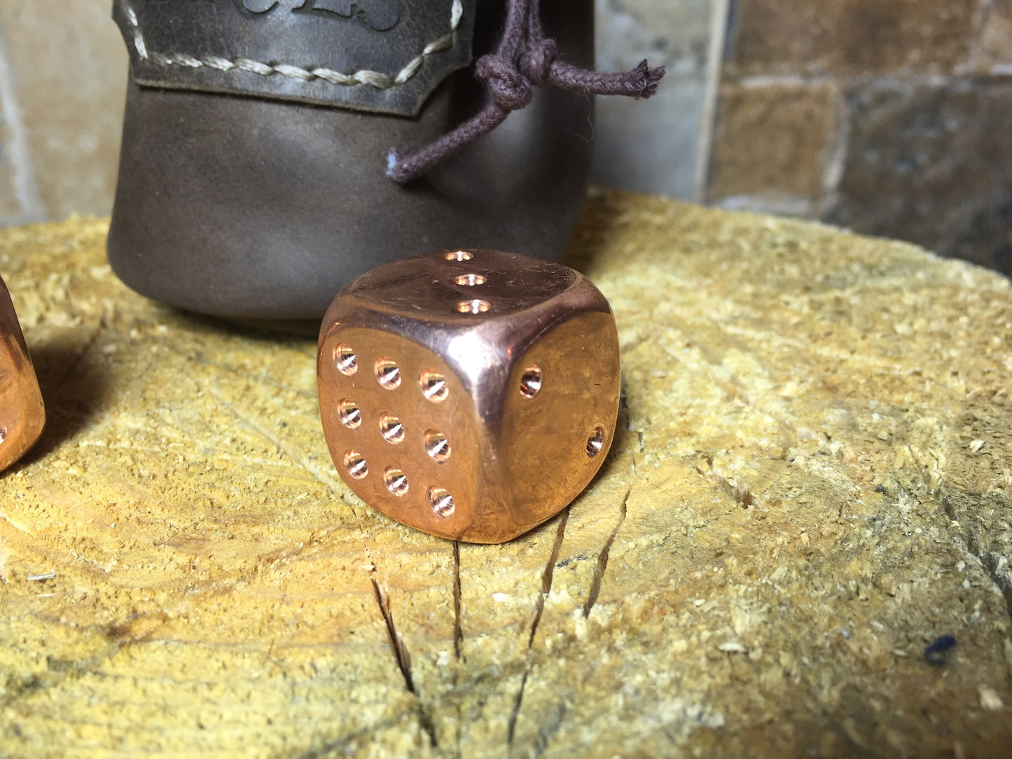 Copper dice set in a leather bag, metal dice, gambling dice, gaming dice, custom dice, iron dice,groomsman gift,steel dice,role playing game