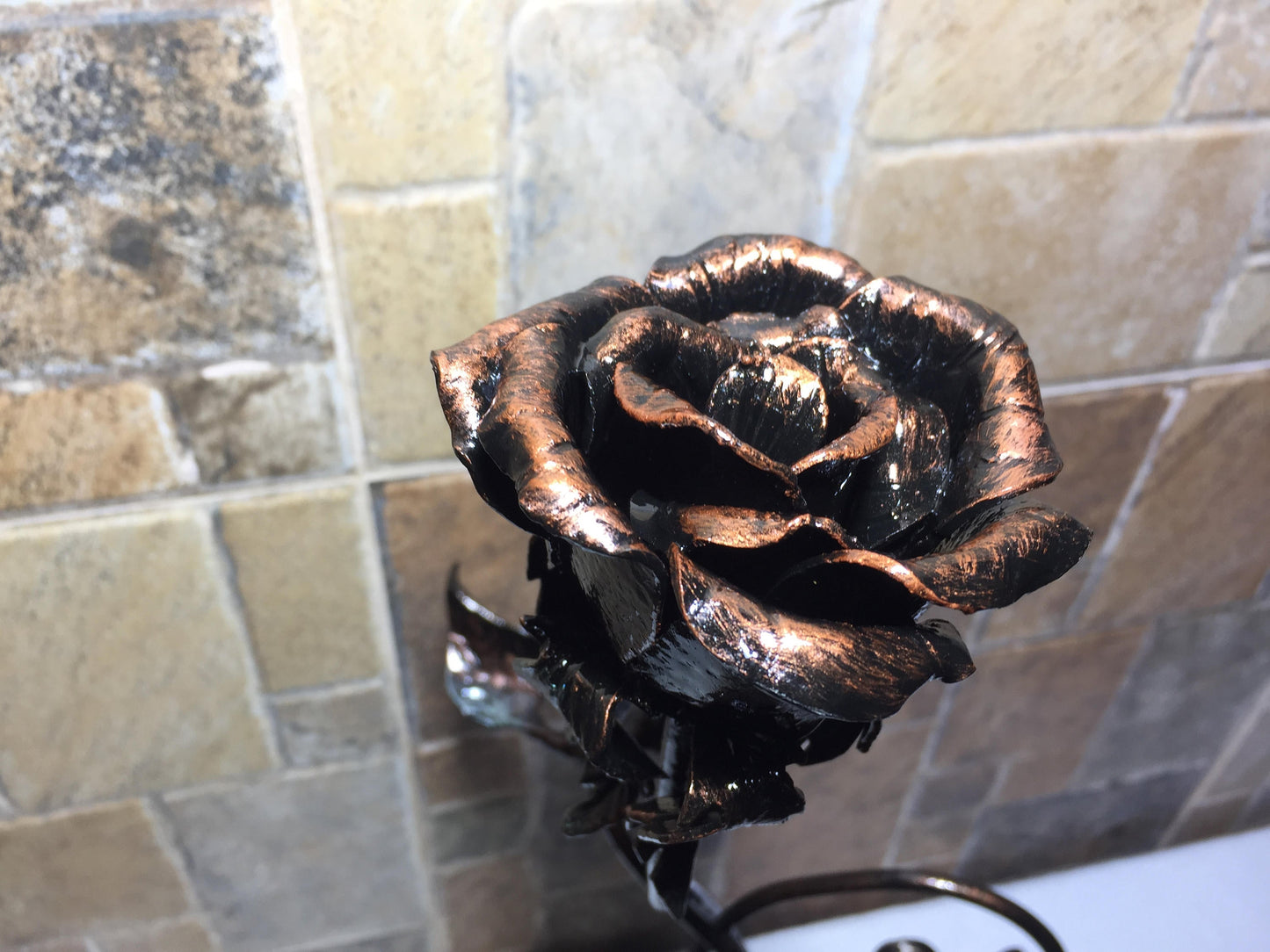 Metal rose, iron rose, forged rose, wrought iron rose, steel rose, hand forged rose, hand made rose, rose sculpture, iron rose gift,her rose