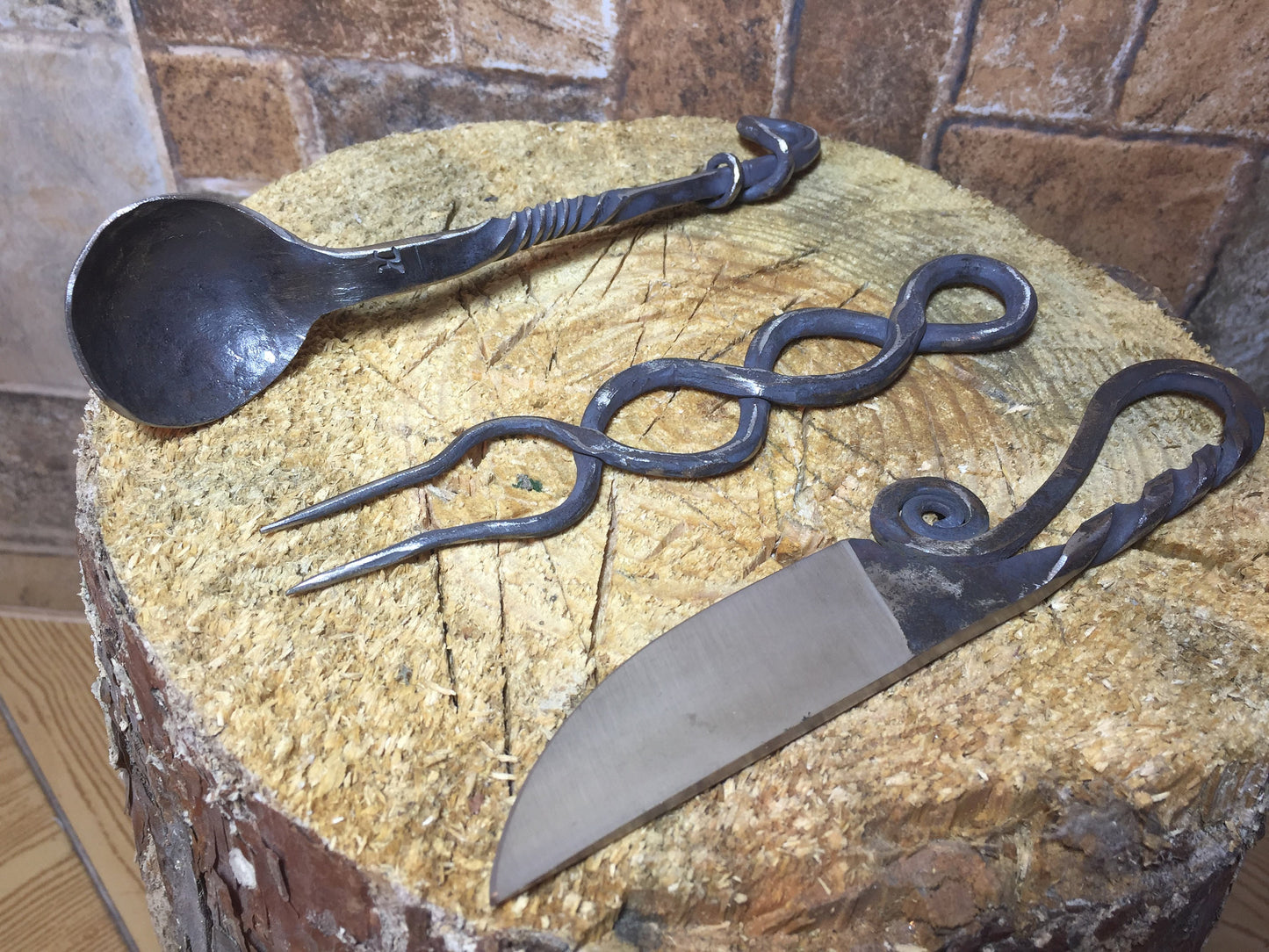 Viking cutlery set, rustic cutlery, medieval kitchen, medieval cutlery, viking, rustic kitchen,forged fork, viking decor, BBQ decor, viking