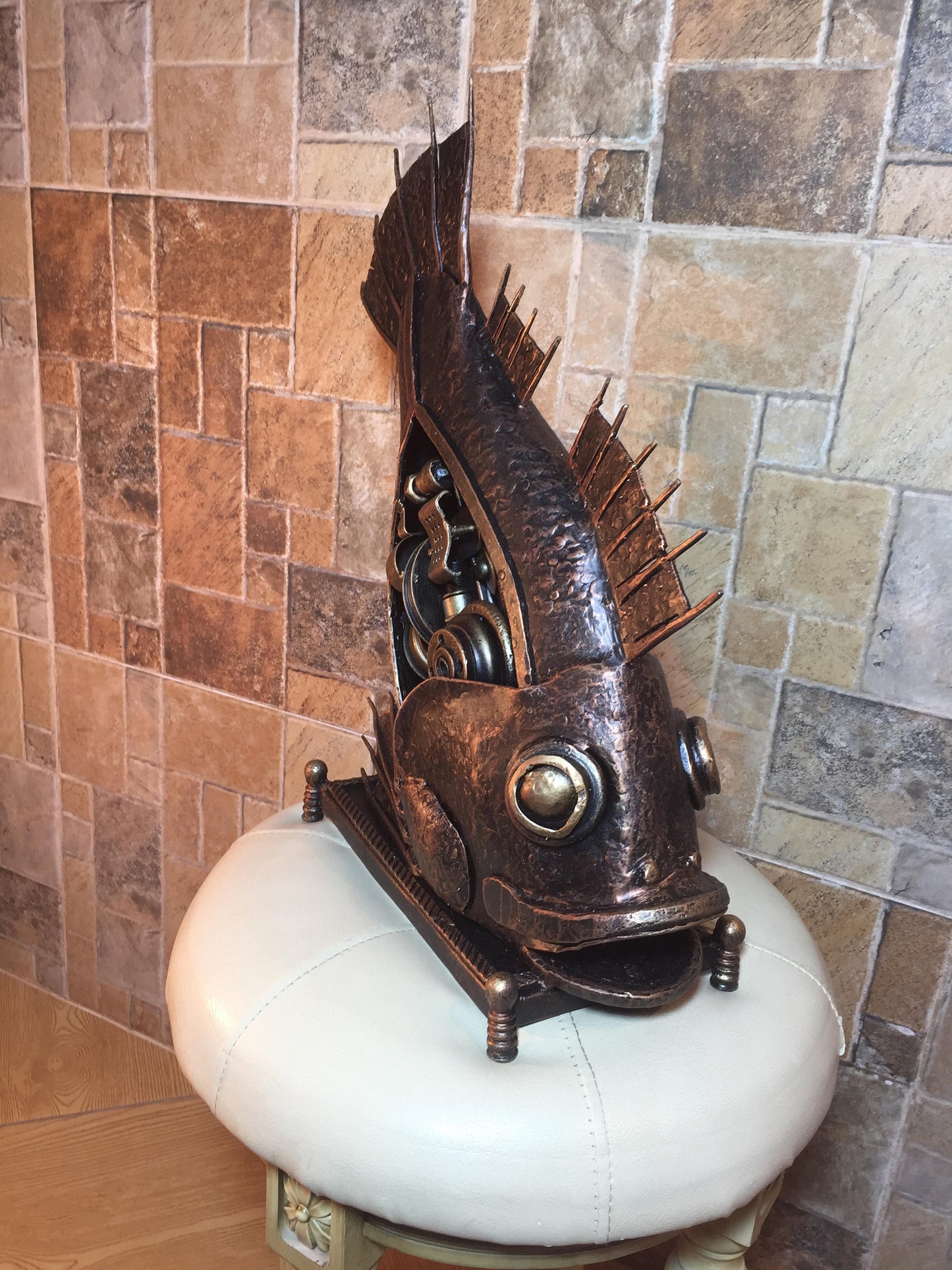 Steampunk fish, steampunk sculpture, industrial art, steampunk gift, steam punk, steampunk jewelry, industrial decor, recycled art, junk art