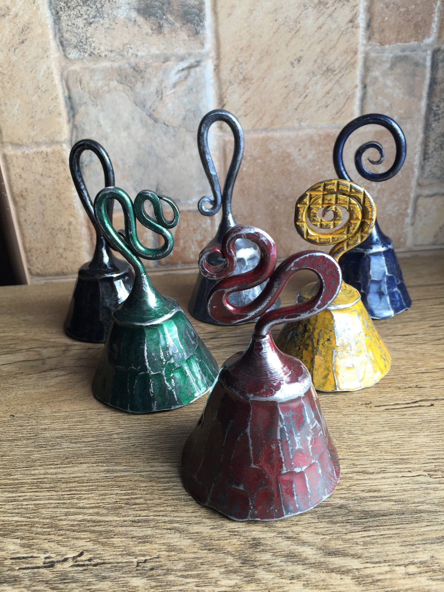 A set of 6 bells, iron bell, hand forged bell, wrought iron bell, handmade bell, hand crafted bell, metal bell, metal art, iron gifts, bell