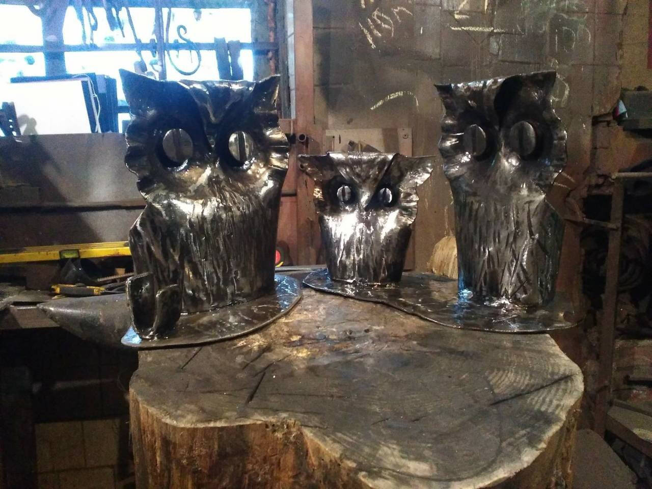 Hand forged owl, metal owl, owl sculpture, owl metal art, owl ornament, metal bird wall art, iron gifts, metal gifts, metal owl sculpture