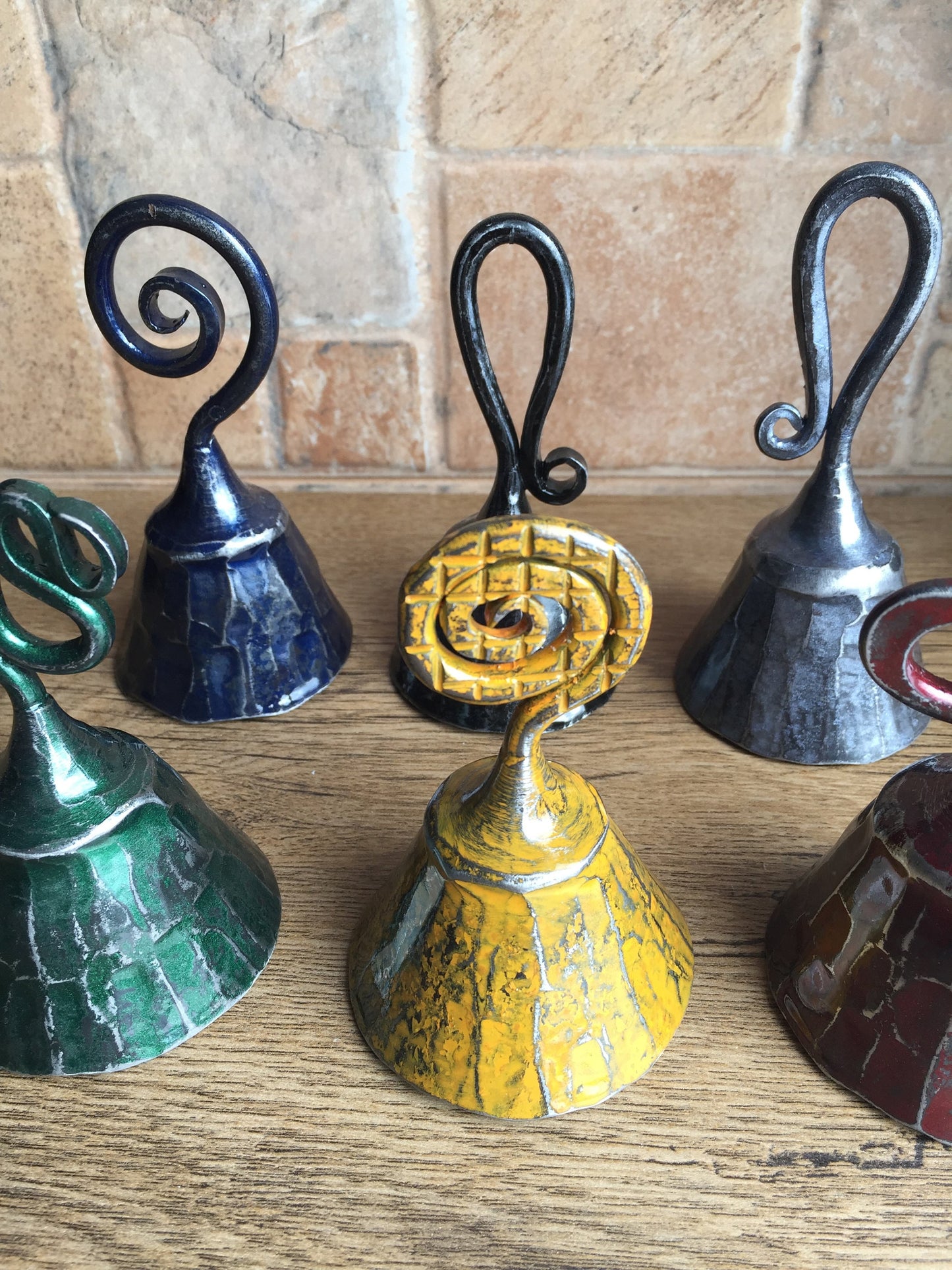 A set of 6 bells, iron bell, hand forged bell, wrought iron bell, handmade bell, hand crafted bell, metal bell, metal art, iron gifts, bell