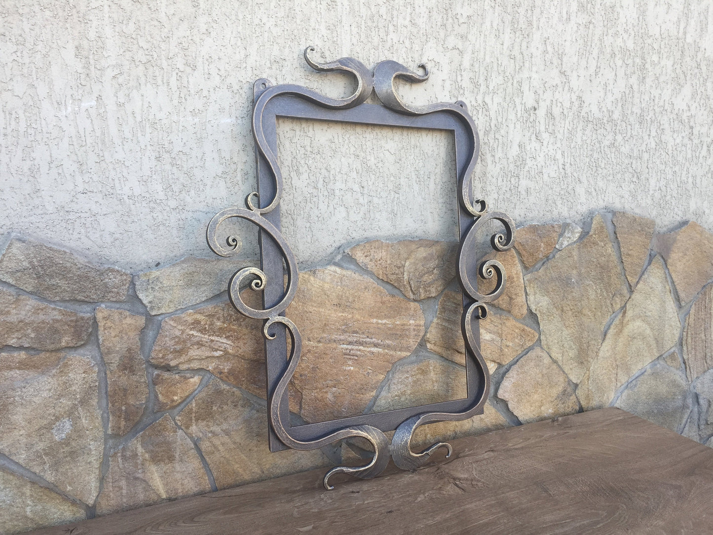 Hand forged mirror frame, iron anniversary gift for her, hand forged frame, picture frame, painting frame, photo frame,iron gift,wall frame