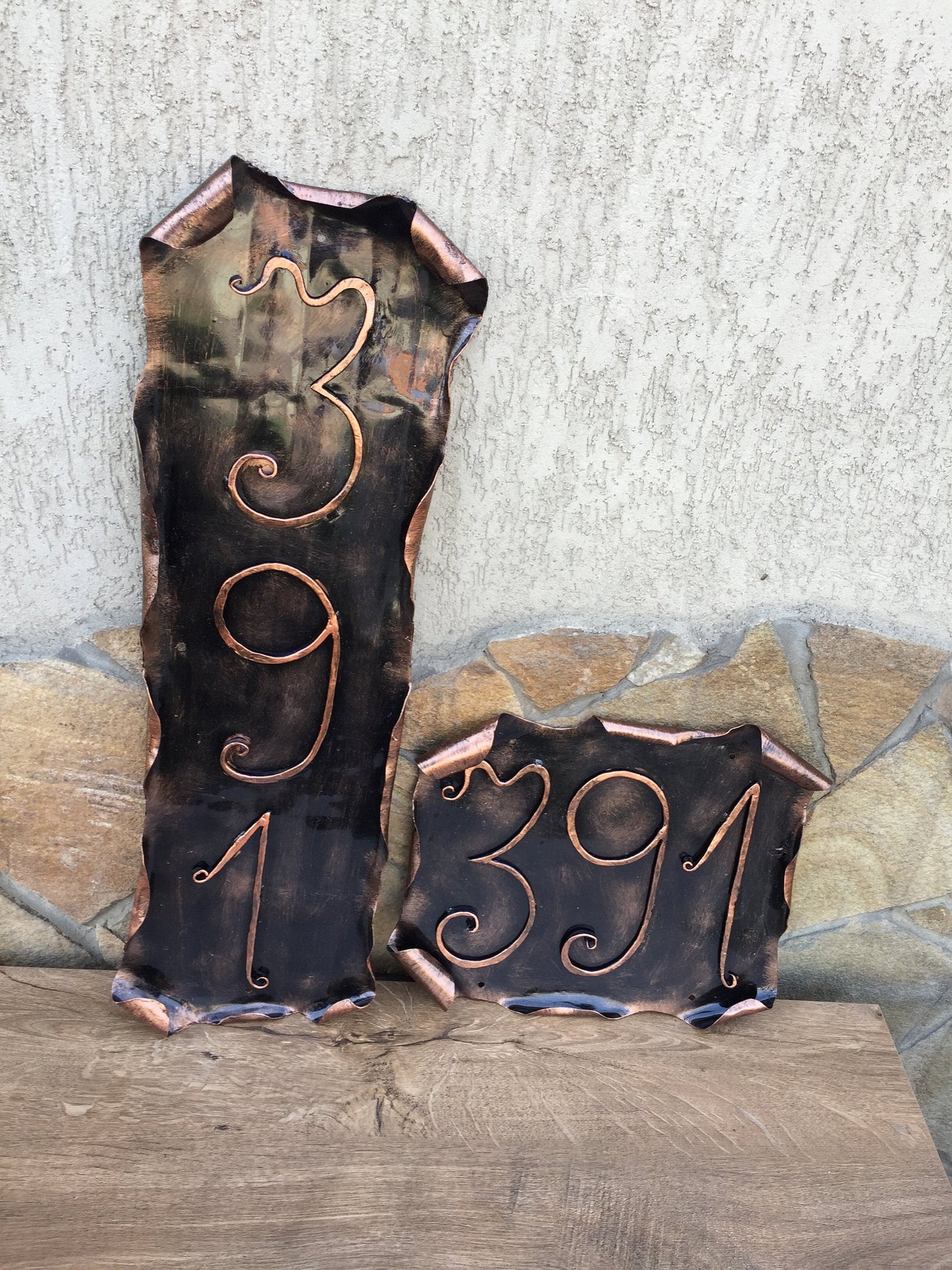 Hand forged house number, personalized house plaque, hand hammered sign, custom house numbers, hanging number sign, outdoor house plaque