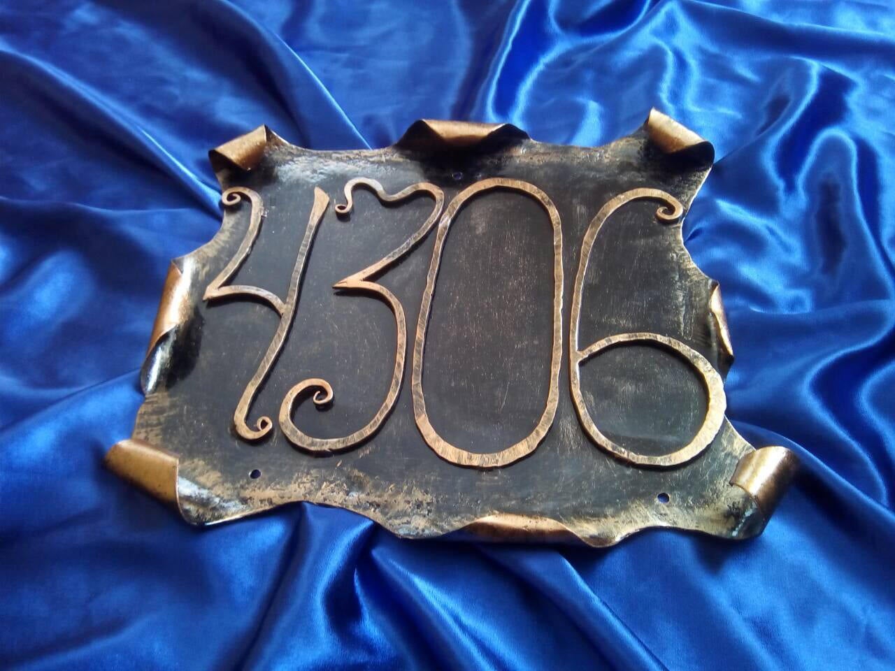 Hand forged house number, personalized house plaque, hand hammered sign, custom house numbers, hanging number sign, outdoor house plaque