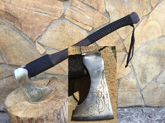 Engraved axe, viking axe, tomahawk, axe, viking hatchet, custom axe, bearded hatchet, viking style axe, woodcarving axe, battle axe,war axe