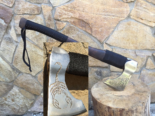 Engraved axe, viking axe, tomahawk, axe, viking hatchet, custom axe, bearded hatchet, viking style axe, woodcarving axe, battle axe,war axe