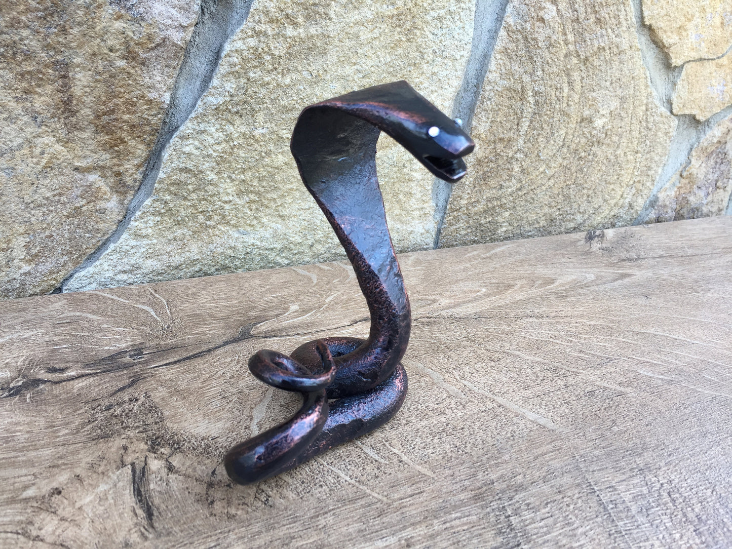 Hand forged snake, iron snake, iron cobra, home decor ideas, home decor gifts, cool gifts, cool dad gifts, stone gifts, ceramic gifts, snake