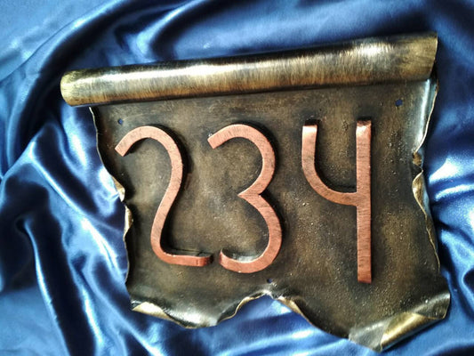 Hand forged house plate, vintage numbers, house number plaque, slate house plate, rustic slate,outdoor slate sign,sign for house,street name