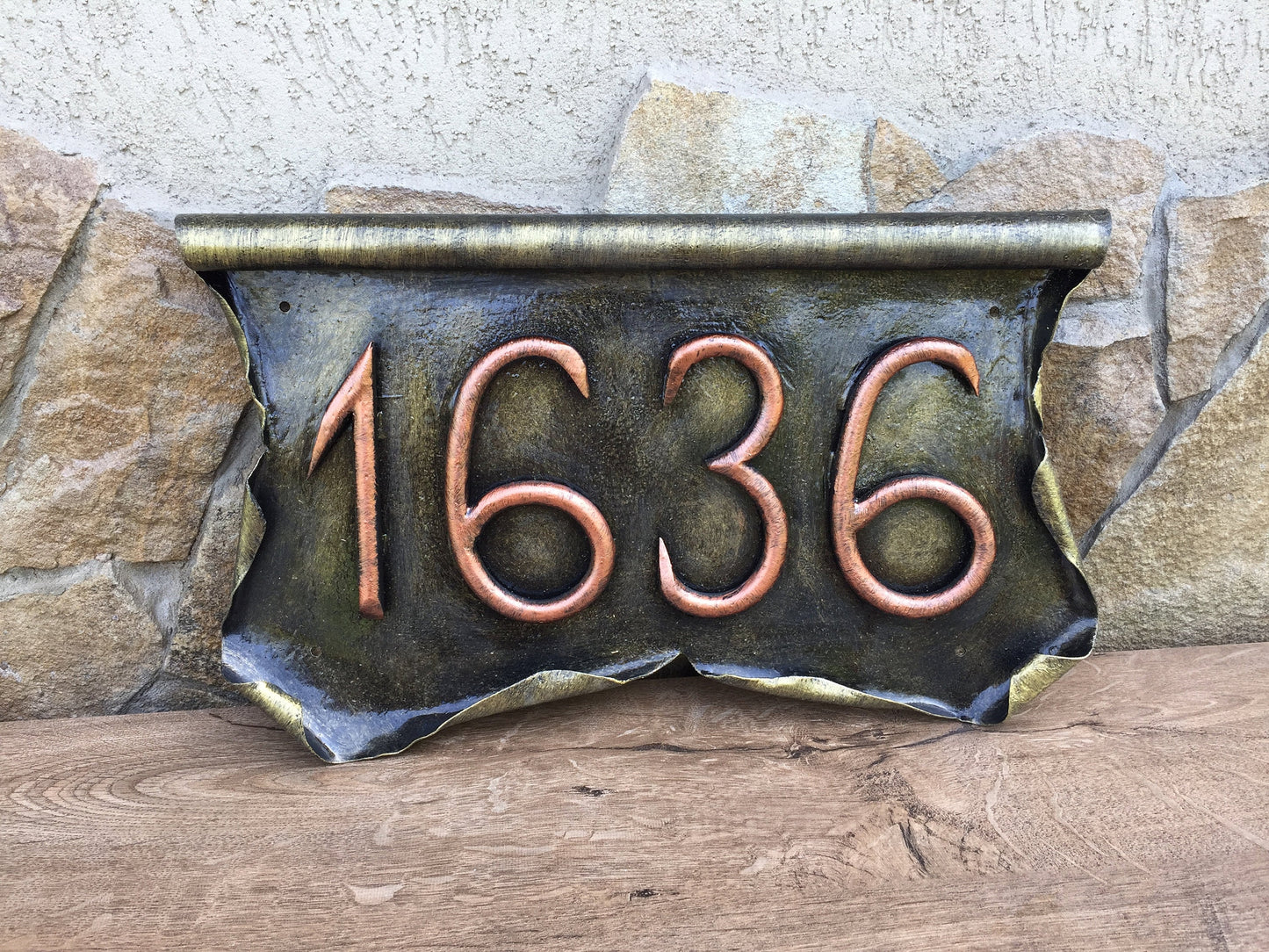 Hand forged house plate, vintage numbers, house number plaque, slate house plate, rustic slate,outdoor slate sign,sign for house,street name