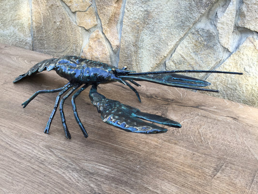 Crawfish, crayfish, crustacean, metal sculpture, metal figurine,metal art object,hand forged statue,metal home decor,metal art,metal artwork