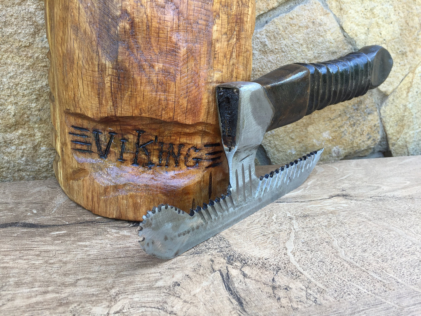 Viking kitchen axe, viking cutlery, medieval cutlery, reenactment, viking dragon, wood carving, viking decor, viking knife, SCA, LARP, fork