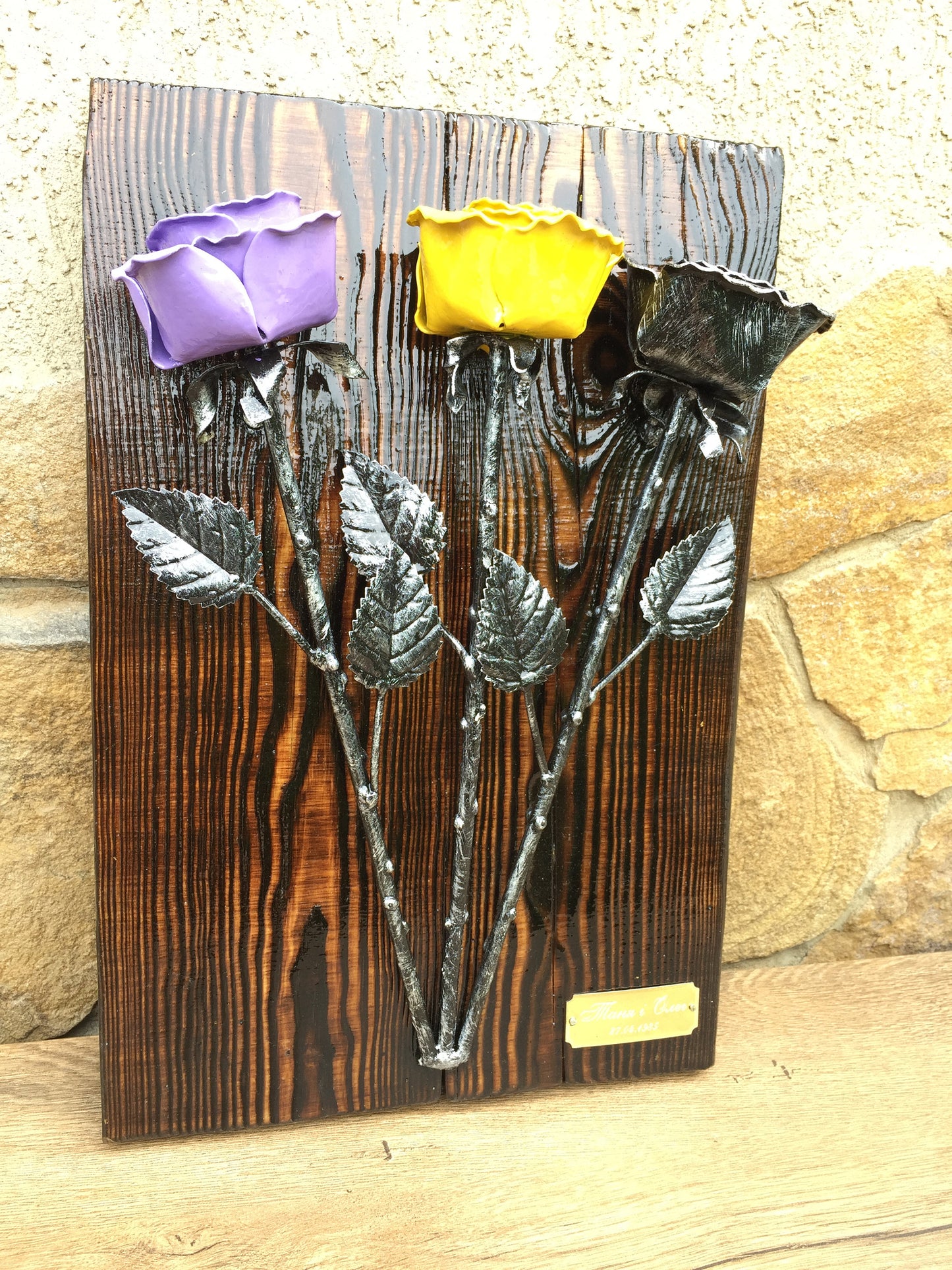 Metal rose, iron rose, engraved gift, personalized iron gift, forging art, gift for wife spouse woman, wedding gift, 6th anniversary gift