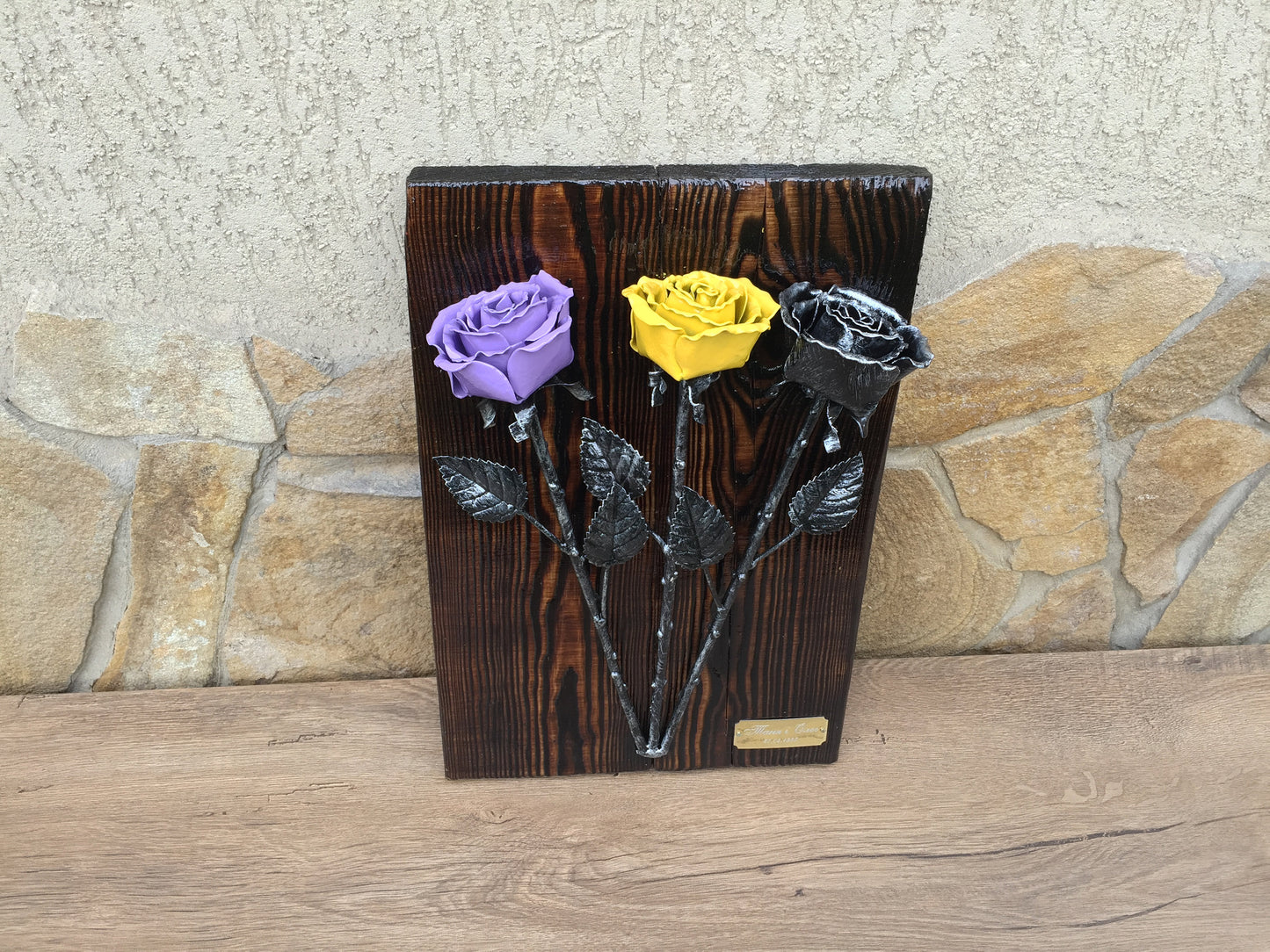 Metal rose, iron rose, engraved gift, personalized iron gift, forging art, gift for wife spouse woman, wedding gift, 6th anniversary gift