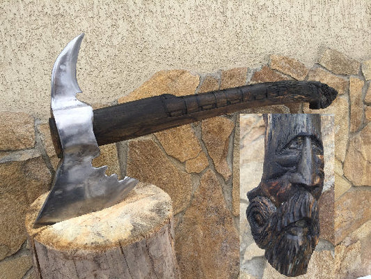 Bearded axe, viking axe, carpentry woodwork, hunting axe, engraved axe, hatchet axe tool, viking steel axe, best man axe gift, camping axe